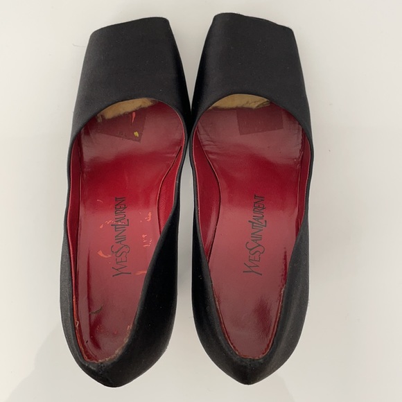 Vintage 90s YSL Silk Satin Square Peep Toe Pump - Picture 12 of 16